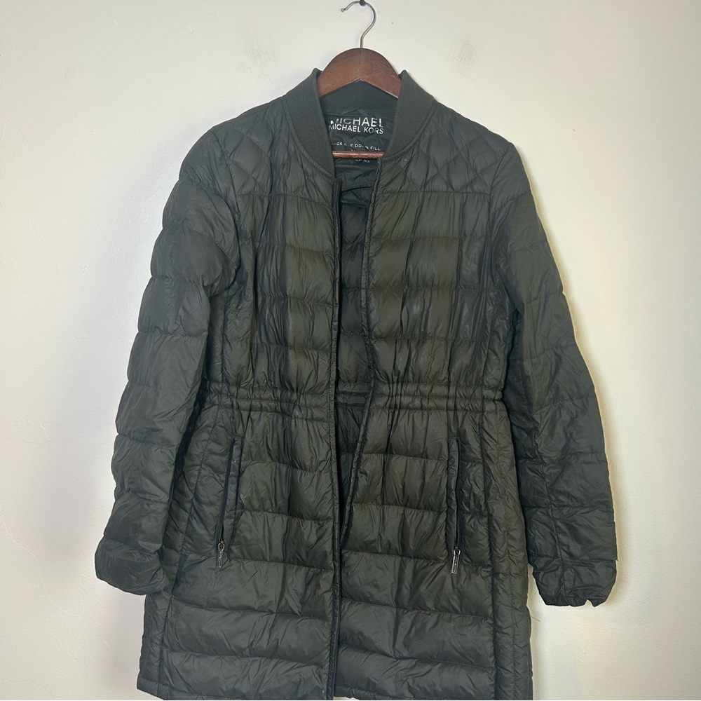 MICHAEL KORS Women's Olive Green Quilted Packable Down Fill‎ Puffer Coat Jacket